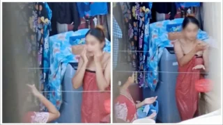 ရေချိုးချောင်းရိုက် (၈) – The Girls Shower At Home